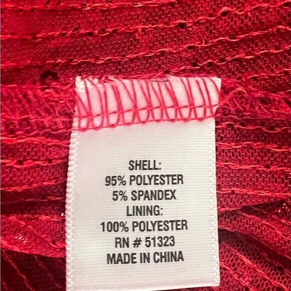 CeCe Sequined V-Neck Cap-Sleeve Red Blouse-Size Medium - Picture 5 of 7